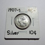 1907-S Silver Barber Dime MS Gem Toned