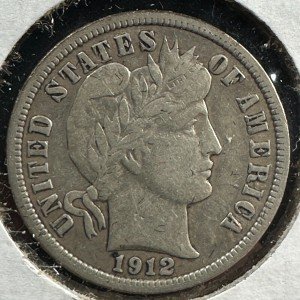 1912 Barber Dime - 10 Cent Coin