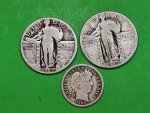 Dad's Coin Lot: 1907 Barber Dime & Quarters