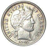 1905-S U.S. Silver Barber Dime - Cleaned