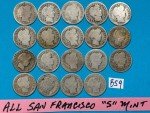 19 Barber Silver Dimes - San Francisco Mint