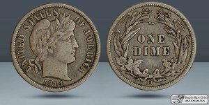 1914 D Barber Dime - Silver Coin