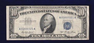 1953 $10 Silver Certificate Blue Seal Note