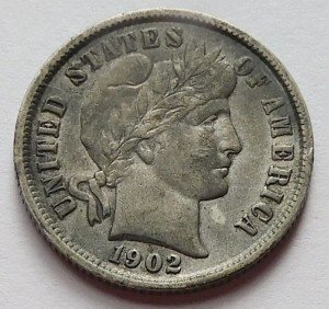 1902 Barber Silver Dime - XF Quality
