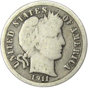 1911 Barber Dime 90% Silver US Coin