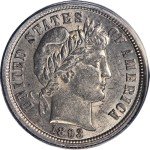 1893-P Barber Dime ANACS AU58 with Eye Appeal