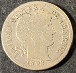 1892 O Barber Dime Silver Coin 10c