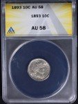 1893-P Barber Dime ANACS AU58 with Eye Appeal