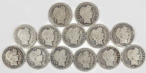 Lot of 13 Barber Dimes - 90% Silver Coins