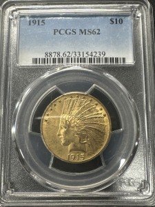 1915 $10 Gold Indian Eagle Coin - Rare