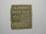 1777 Seven Pence Blue Colonial Currency Note