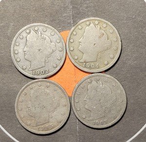 Set of 4 Liberty Head Nickels - 90% Silver