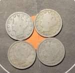 Set of 4 Liberty Head Nickels - 90% Silver