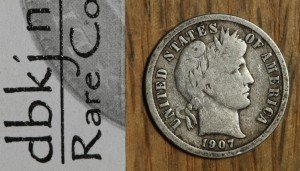 1907 Barber Silver Dime 10¢ Coin