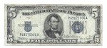 1934 $5 Blue Seal Silver Certificate Note