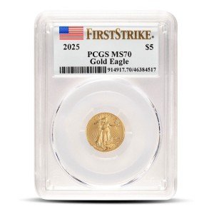 2025 1/10 oz American Gold Eagle Coin MS70