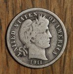 1911 Barber Silver Dime 10¢ - VG Quality