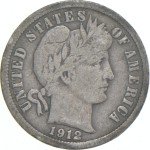 1912-P Barber Dime 90% Silver Coin