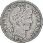 1902-P Barber Dime 90% Silver Coin