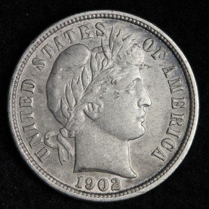 1902-S Barber Silver Dime - Choice AU Quality