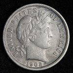 1902-S Barber Silver Dime - Choice AU Quality
