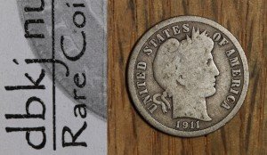1911 Liberty Head Barber Silver Dime 10ยข