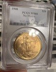 1908 $20 Saint Gaudens Gold Double Eagle Coin