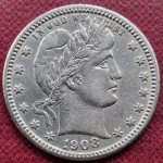 1908 D Barber Quarter 25c - High Grade AU
