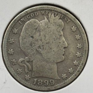 1899 Barber 25c Quarter Dollar - 90% Silver