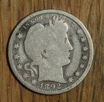 1892 Liberty Head Barber Quarter Silver 25¢