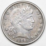 1892 High-Grade Barber Quarter Coin