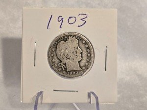 1903 Barber Quarter 90% Silver Coin