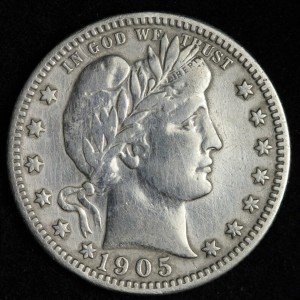 1905-S Barber Silver Quarter XF RFM