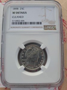 1898 Barber Quarter Silver NGC XF Details