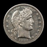 1909 Silver Barber Quarter - UNC Glassy Fields