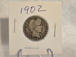 1902 Barber Quarter 90% Silver Coin