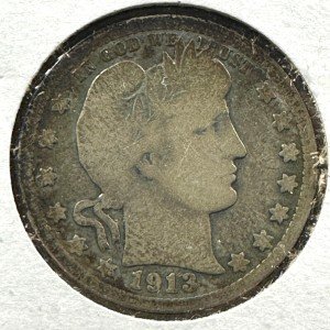 1913 Barber Quarter 25C Coin - Collectible