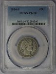 1914-S Barber Quarter - PCGS VG10 Grade