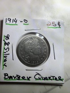 1914 Barber Quarter - 90% Silver Coin