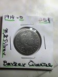 1914 Barber Quarter - 90% Silver Coin