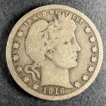 1916 D Barber Quarter 90% Silver Collectible Coin