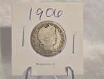 1906 Barber Quarter 90% Silver Coin