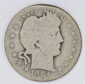 1904-O Barber Quarter Coin 25 Cents