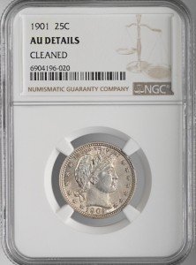 1901-P Barber Silver Quarter NGC AU Details