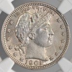 1901-P Barber Silver Quarter NGC AU Details