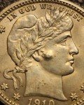 1910-P Barber Quarter Silver Coin – AU/BU Details