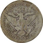 1908 S Barber Quarter 90% Silver Coin 25c