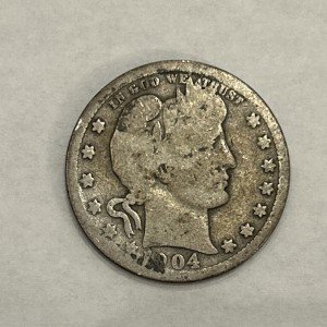 1904 P Barber Quarter - 90% Silver Coin