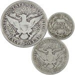 Barber Silver Coin 3-Piece Set: Dime, Quarter, Half Dollar