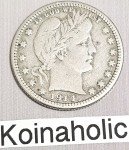 1914 Barber Quarter 25c - 90% Silver Coin